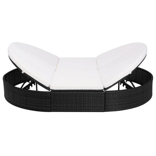 Sun Lounger Black and Cream White