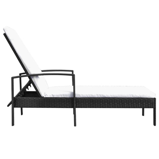 Sun Lounger Black PE Rattan Standard Adjustable Armrests