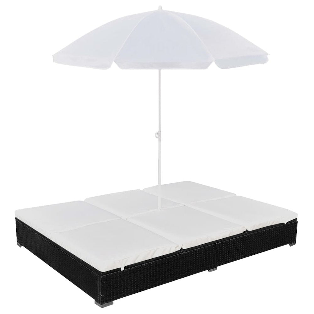 Sun Lounger Black PE rattan 78.7x55.1 in Outdoor Lounge Bed