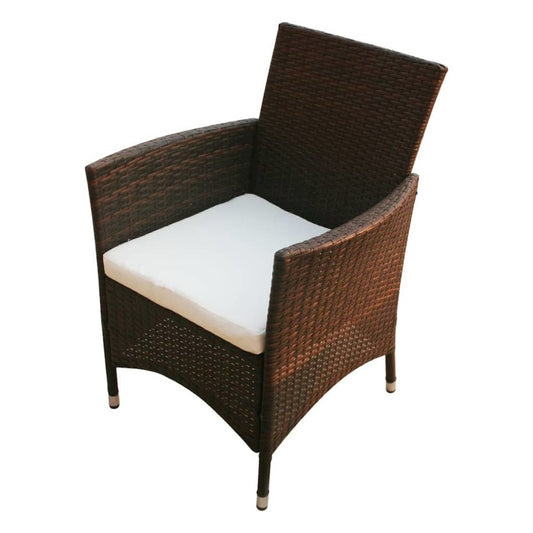 Garden Chair Set of 2 Brown, Cream White