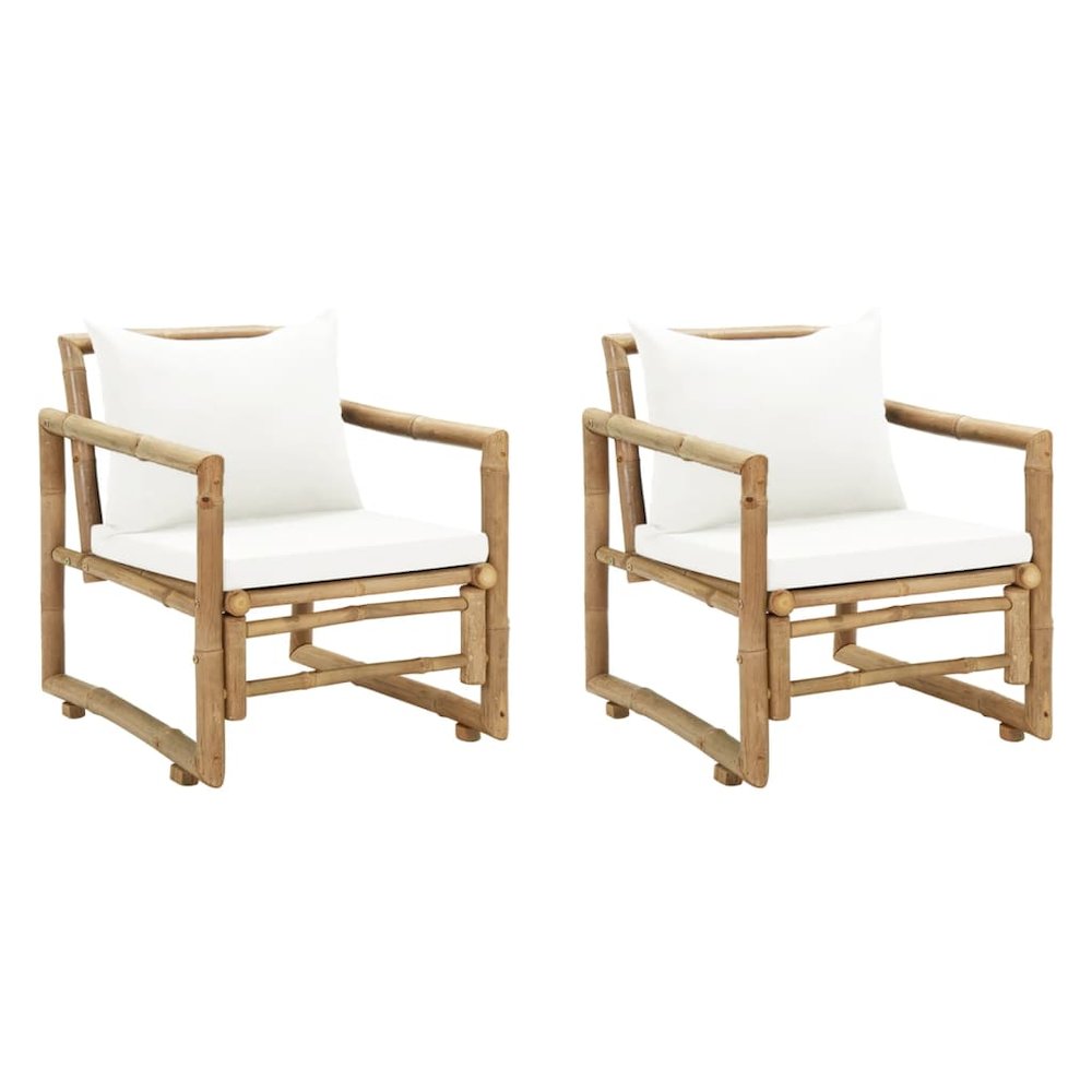 Garden Chair Set of 2 Bamboo Bamboo, Polyester Standard Durable