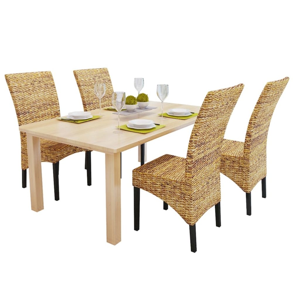 vidaXL Dining Chairs 4 pcs Abaca and Solid Mango Wood, 274200