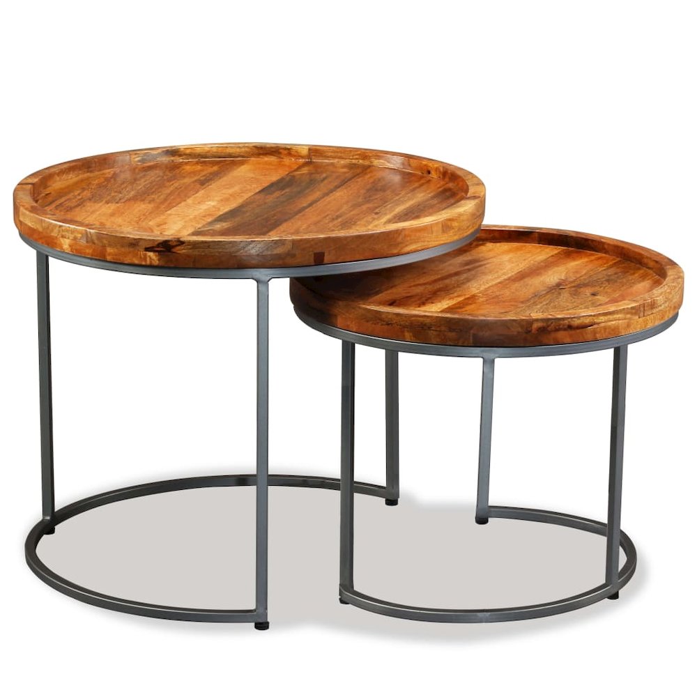 vidaXL Side Table Set 2 Pieces Solid Mango Wood, 244585