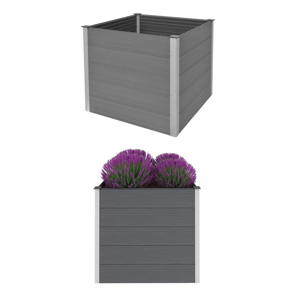 vidaXL Garden Raised Bed WPC 39.4"x39.4"x35.8" Gray