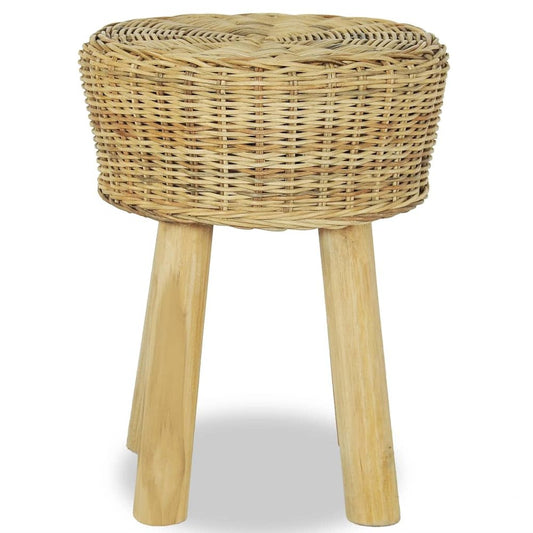 Stool Natural Natural Rattan, Solid Teak Standard Durable
