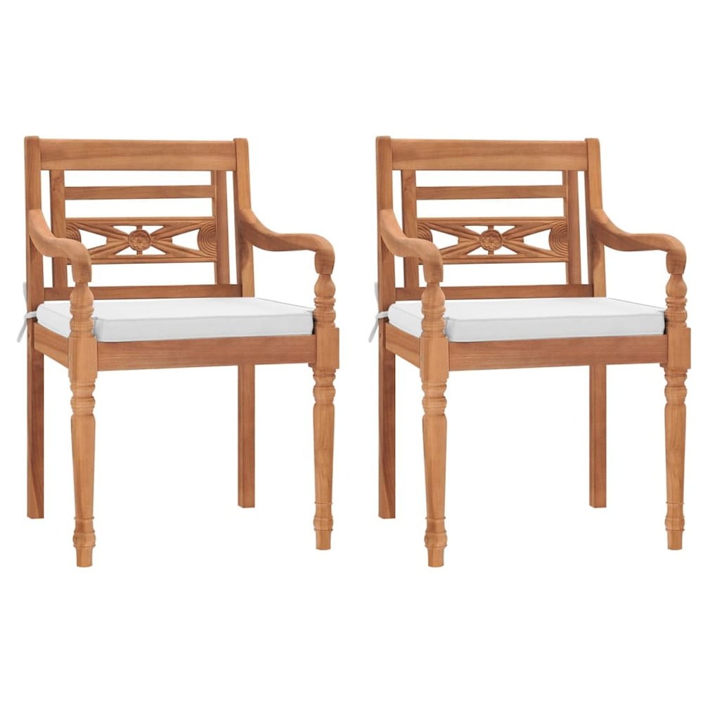 Garden Chair Set of 2 Brown Teak wood and cotton Standard