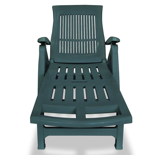 Sunlounger Green Plastic One Size Foldable Sun Lounger