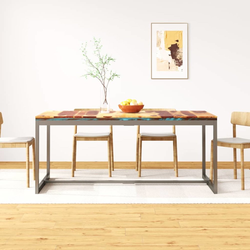 vidaXL Dining Table Solid Sheesham Wood and Steel 70.9", 244797