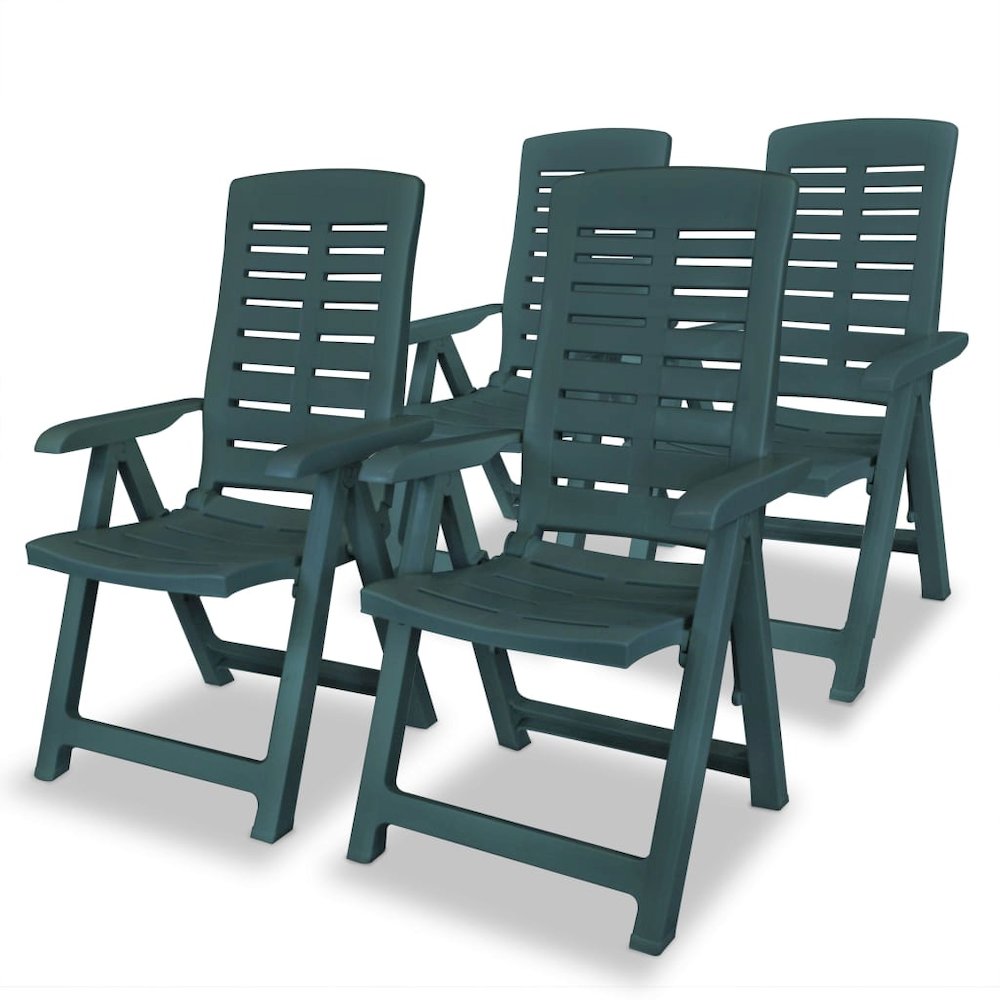 Garden Chair Set of 4 Green Plastic Standard Foldable