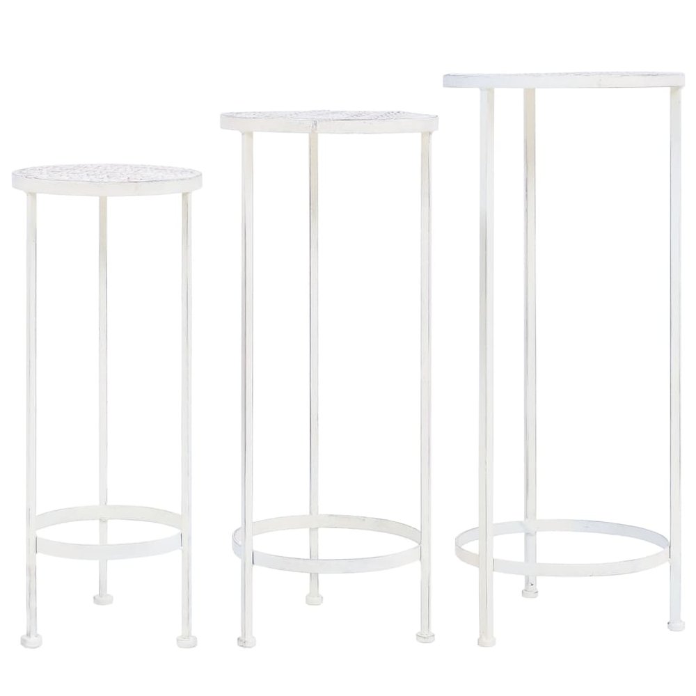 vidaXL Plant Stand Set 3 Pieces Vintage Style Metal Antique White, 245937