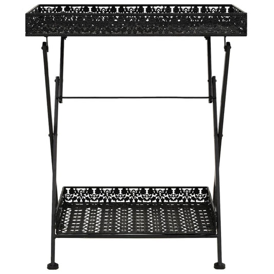 Table Black Metal 22.8x13.8x28.3 in Foldable Tea Table