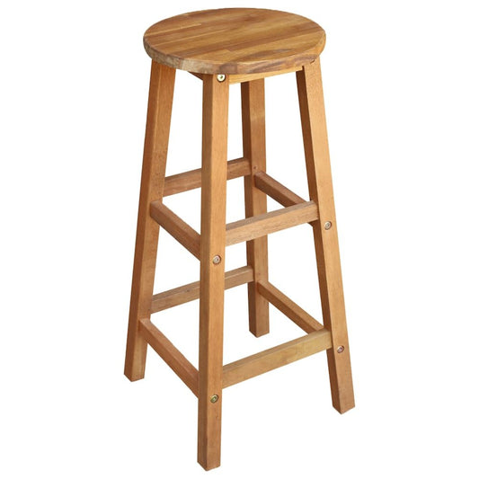 Bar Chair Set of 2 Natural Wood Solid acacia wood Medium