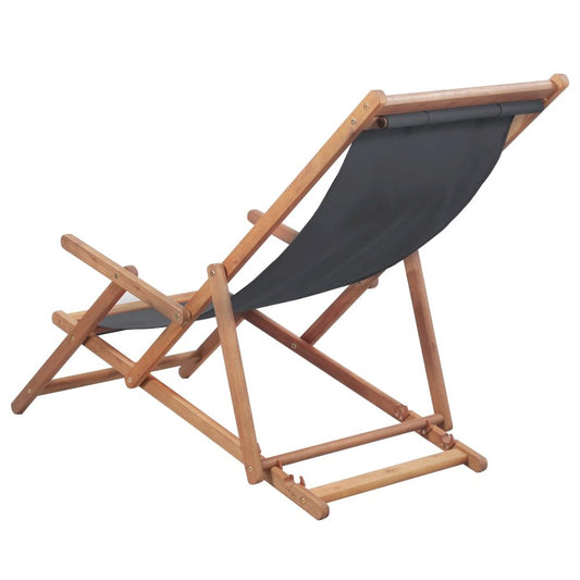 Beach Chair Grey Eucalyptus wood and polyester fabric