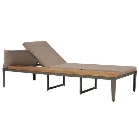 Garden Sunbed Brown Solid Acacia wood Regular Adjustable Armrests