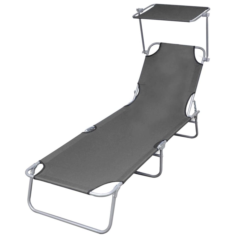 Sunlounger Grey Powder-coated steel Single Foldable