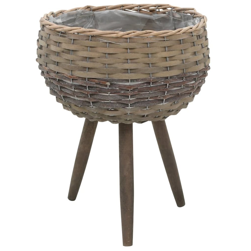 vidaXL Planter 3 pcs Wicker with PE Lining, 246825
