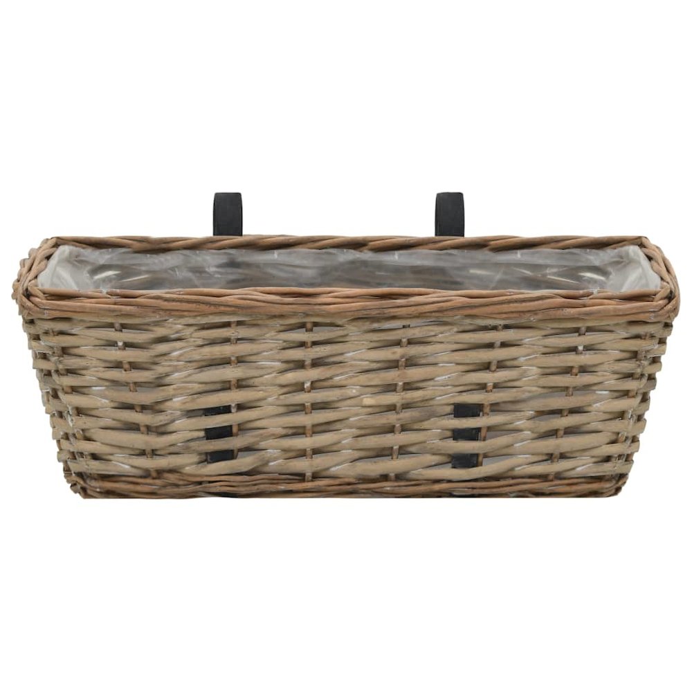 vidaXL Balcony Planter 2 pcs Wicker with PE Lining 15.7", 246828