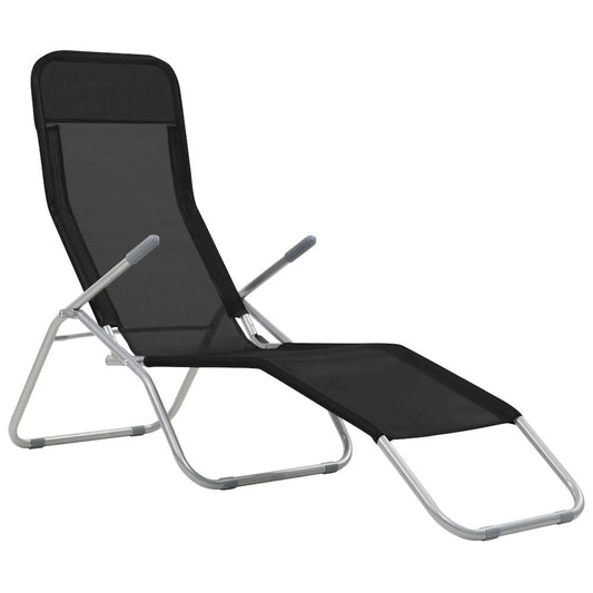 Sunlounger Set of 2 Black Textilene fabric, powder-coated steel