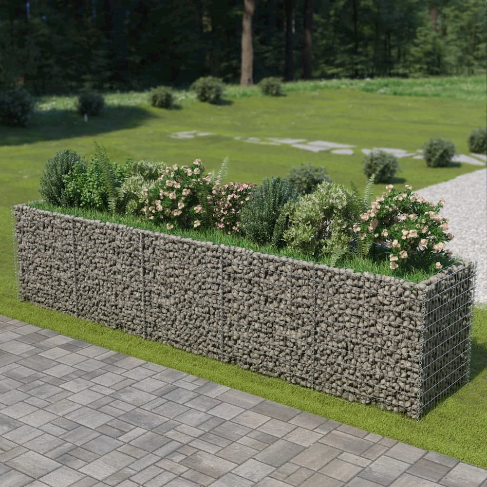 vidaXL Gabion Raised Bed Galvanised Steel 177.2"x35.4"x39.4", 143552