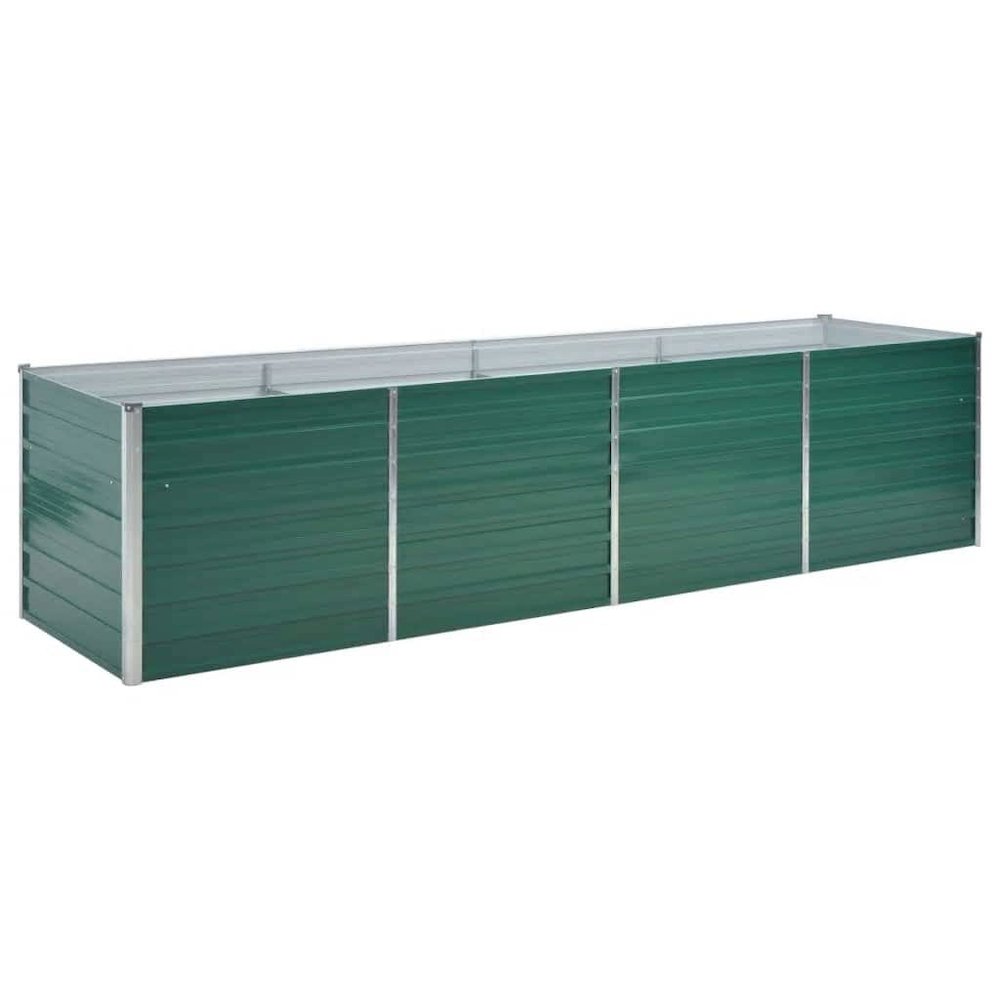 vidaXL Garden Raised Bed Galvanized Steel 126"x31.5"x31.3" Green, 44845
