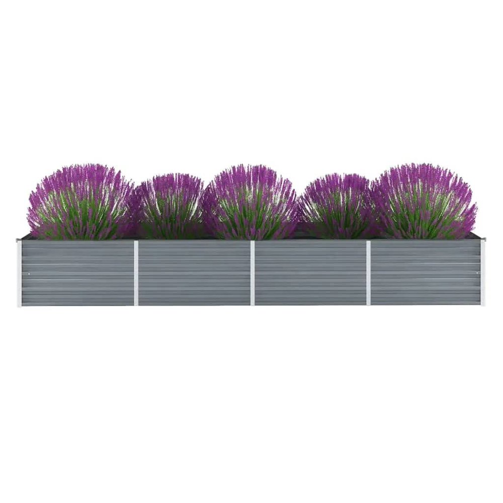 vidaXL Garden Raised Bed Galvanized Steel 126"x31.5"x17.7" Gray, 44846