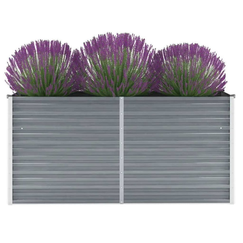 vidaXL Garden Raised Bed Galvanized Steel 63"x15.7"x31.3" Gray, 44848