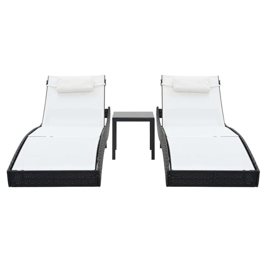 Sunlounger Set of 2 Black and white
