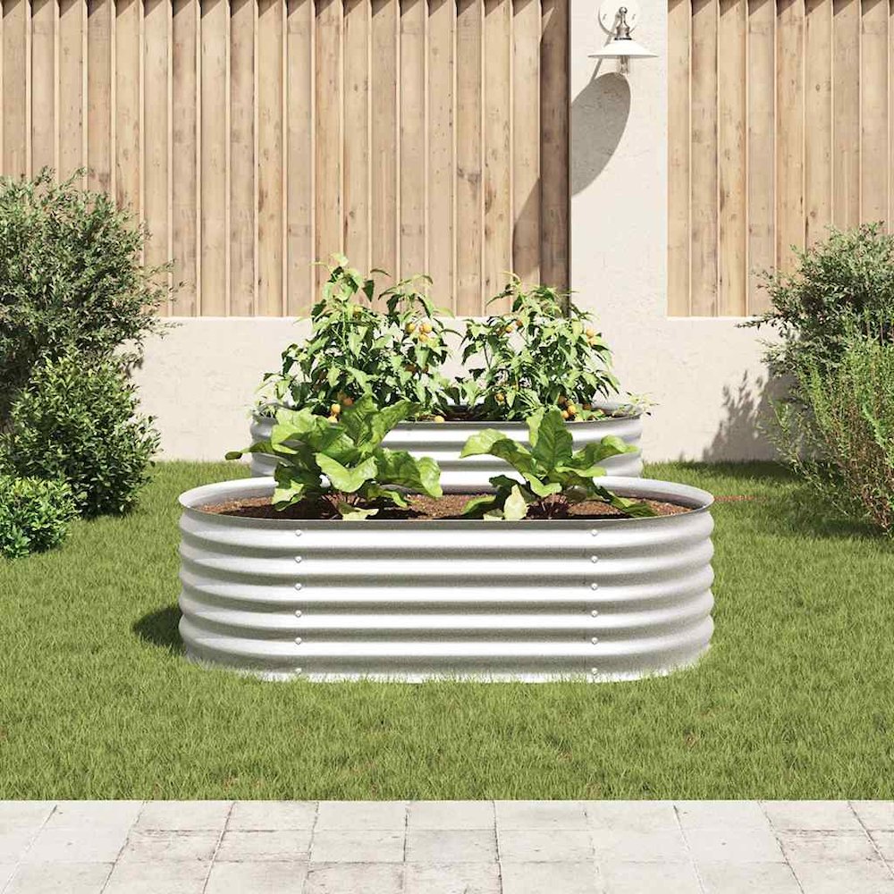 vidaXL Garden Raised Bed 63"x31.5"x17.3" Galvanised Steel Silver, 45519