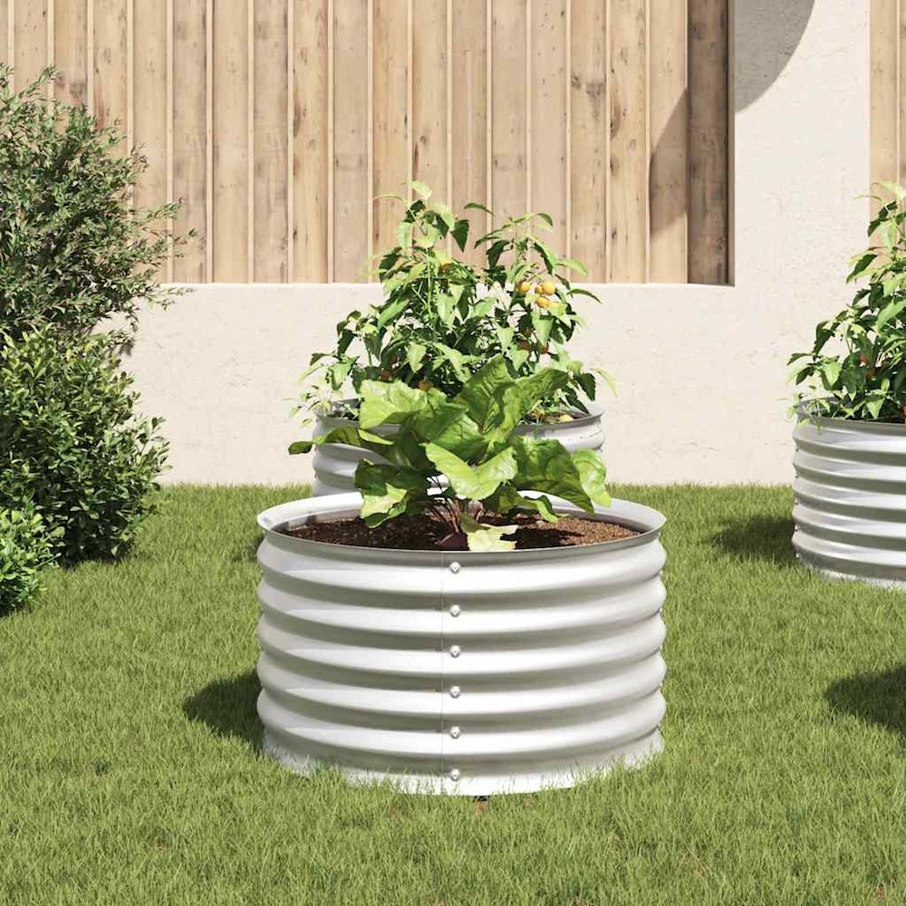 vidaXL Garden Raised Bed 31.5"x31.5"x17.3" Galvanised Steel Silver, 45520