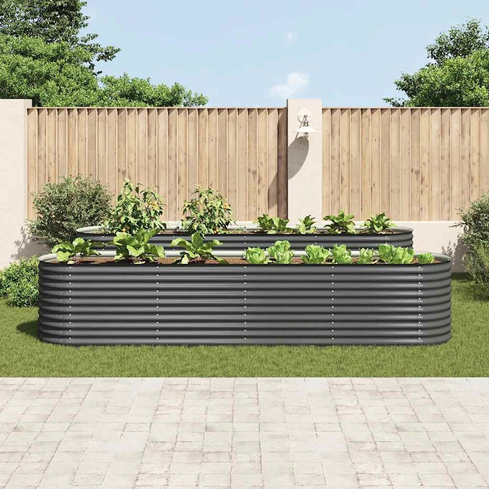 vidaXL Garden Raised Bed 157.4"x31.4"x31.8" galvanized Steel Gray, 45521