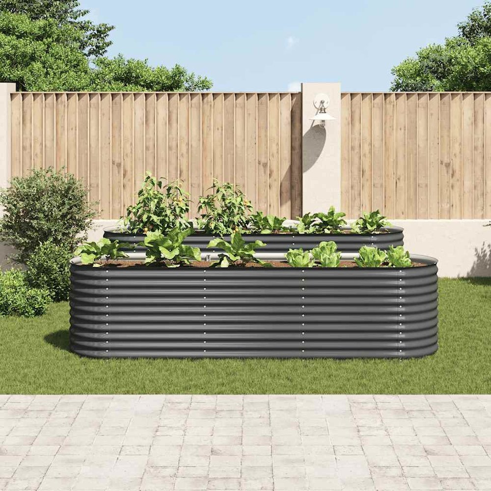 vidaXL Garden Raised Bed 125.9"x31.4"x31.8" galvanized Steel Gray, 45522