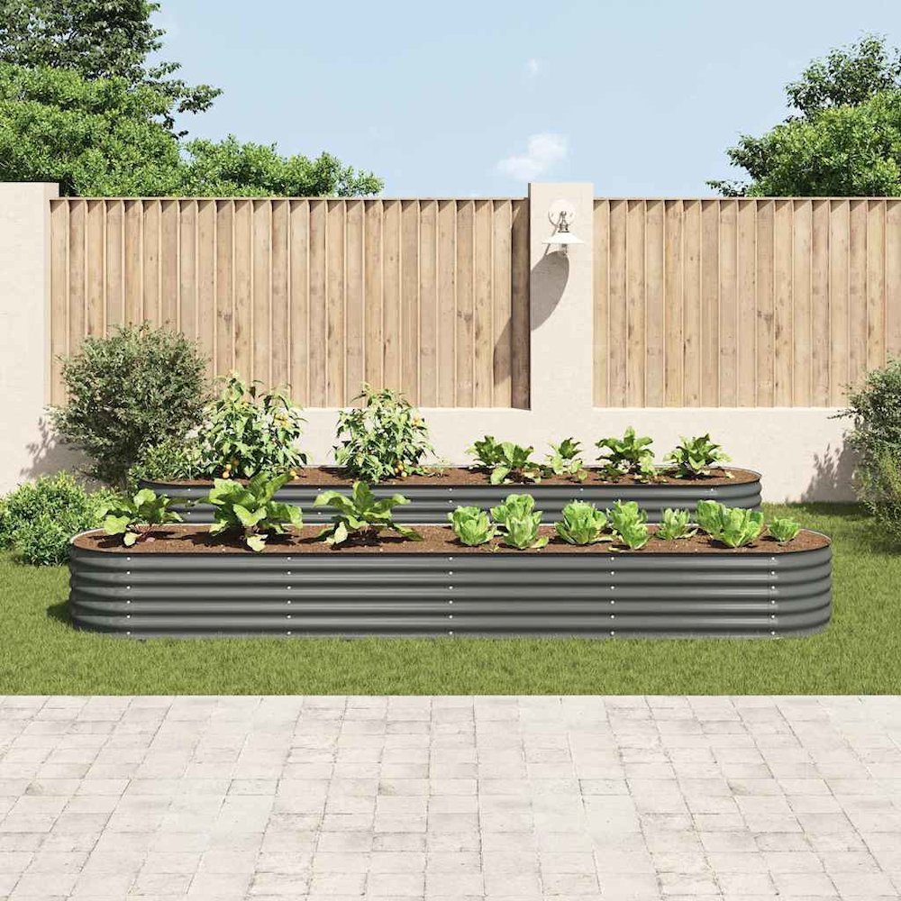 vidaXL Garden Raised Bed 157.5"x31.5"x17.3" Galvanised Steel Gray, 45526