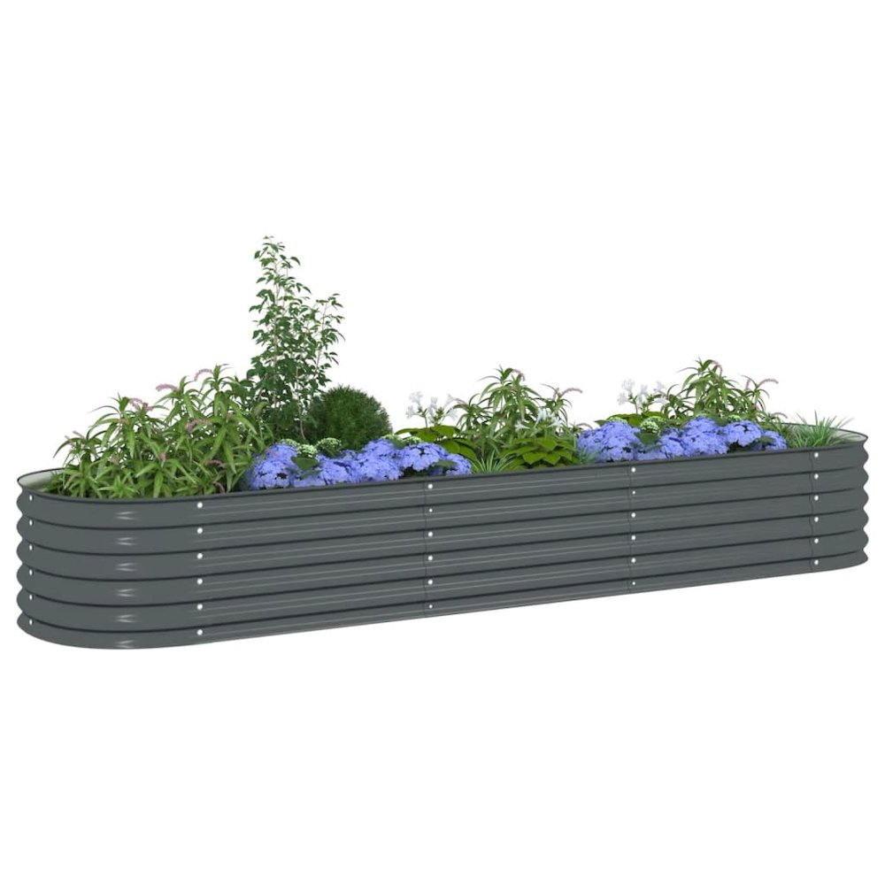 vidaXL Garden Raised Bed 126"x31.5"x17.3" Galvanised Steel Gray, 45527