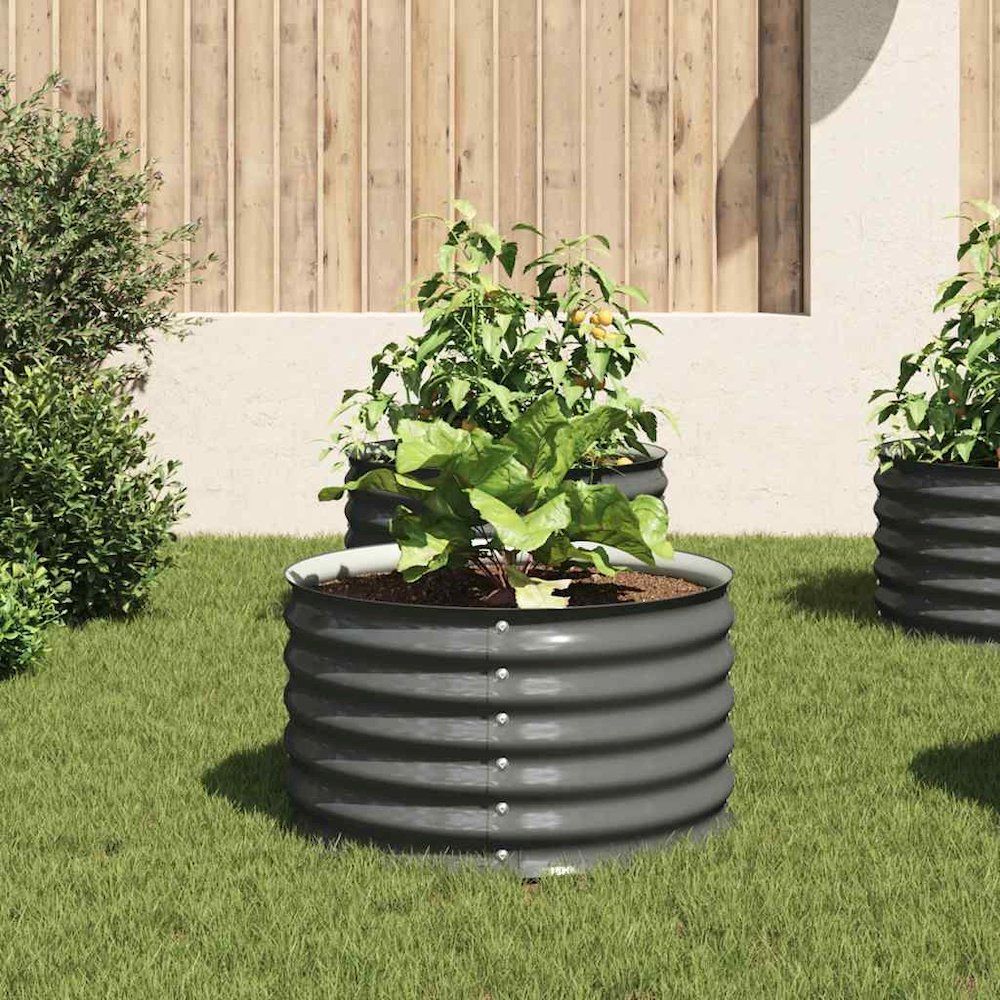 vidaXL Garden Raised Bed 31.5"x31.5"x17.3" Galvanised Steel Gray, 45530