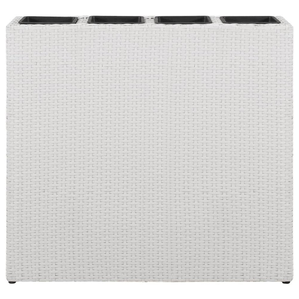vidaXL Garden Raised Bed with 4 Pots Poly Rattan White, 45427