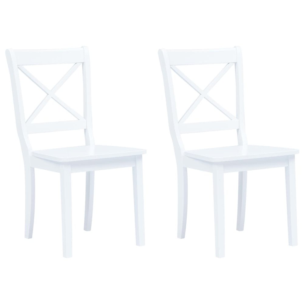 Dining Chairs 2 pcs White Solid Rubber Wood