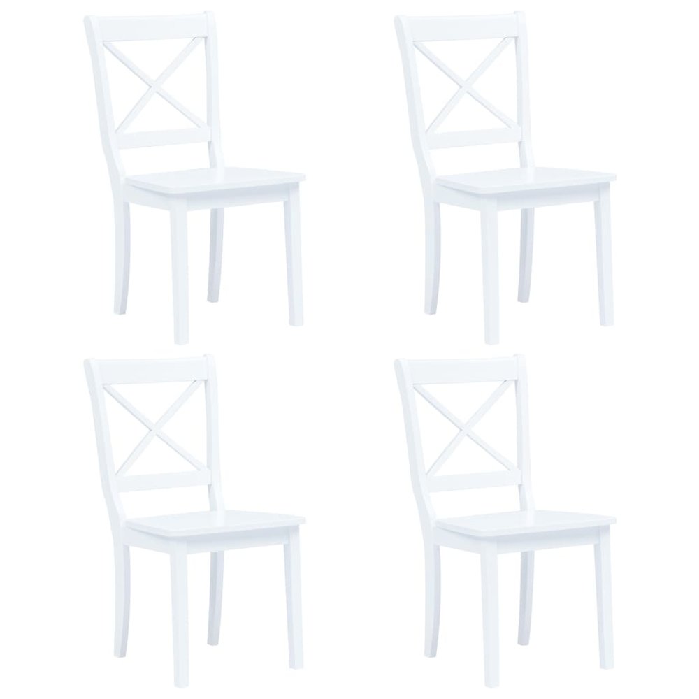 Dining Chairs 4 pcs White Solid Rubber Wood