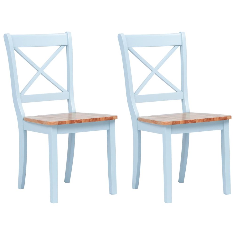 Dining Chairs 2 pcs Gray and Light Wood Solid Rubber Wood