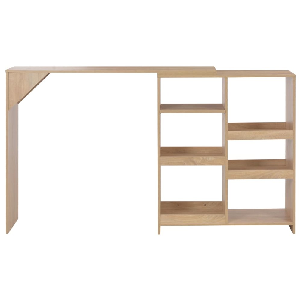 vidaXL Bar Table with Moveable Shelf Oak 54.33"x15.75"x47.24", 280224