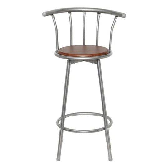 Bar Stool Set of 2 Brown MDF, Steel Standard Swivel Bar Stool