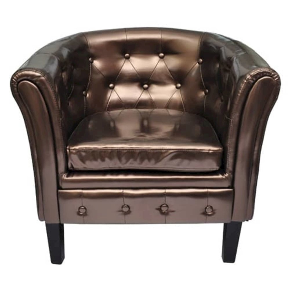 vidaXL Tub Chair Brown Faux Leather, 60706