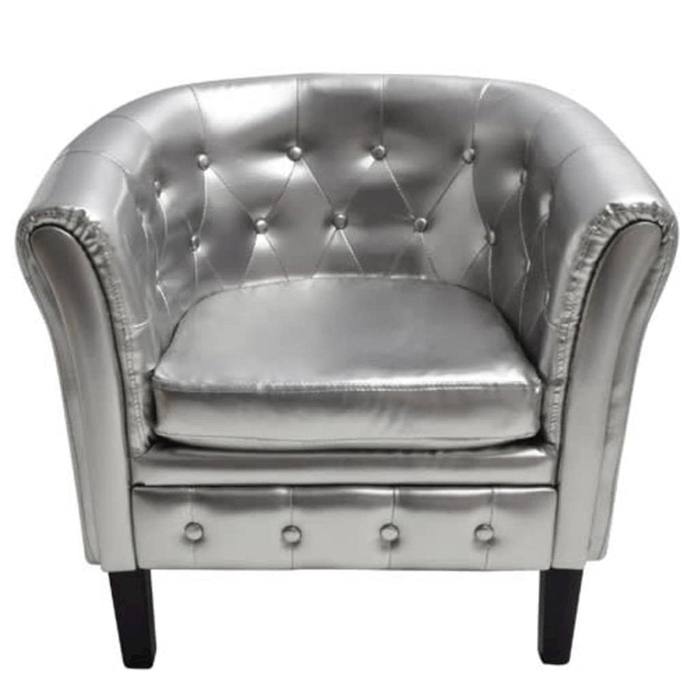 vidaXL Tub Chair Silver Faux Leather, 60708