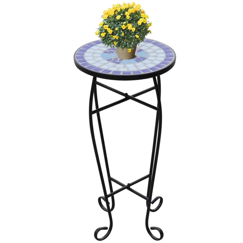 vidaXL Mosaic Side Table Plant Table Blue White, 41128