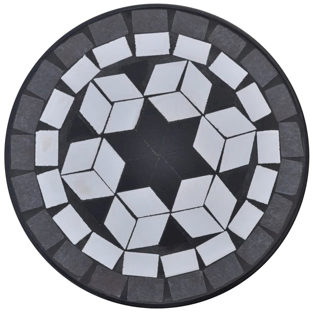 vidaXL Mosaic Side Table Plant Table Black White, 41129