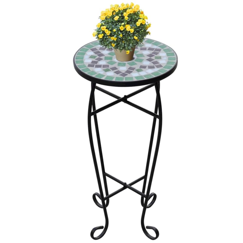 vidaXL Mosaic Side Table Plant Table Green White, 41130
