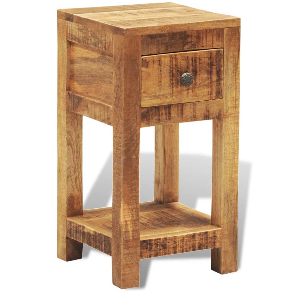 Side Table Natural Wood Solid Mango Wood Compact Square