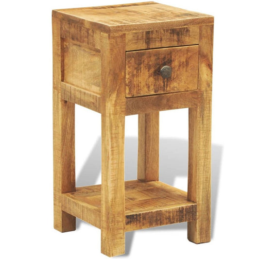 Side Table Natural Wood Solid Mango Wood Compact Square