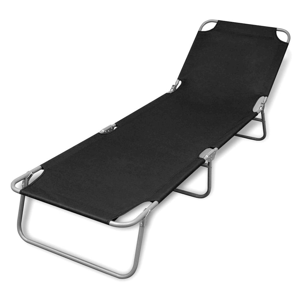 Sun Lounger Black Powder-coated steel 74.4 in long Foldable