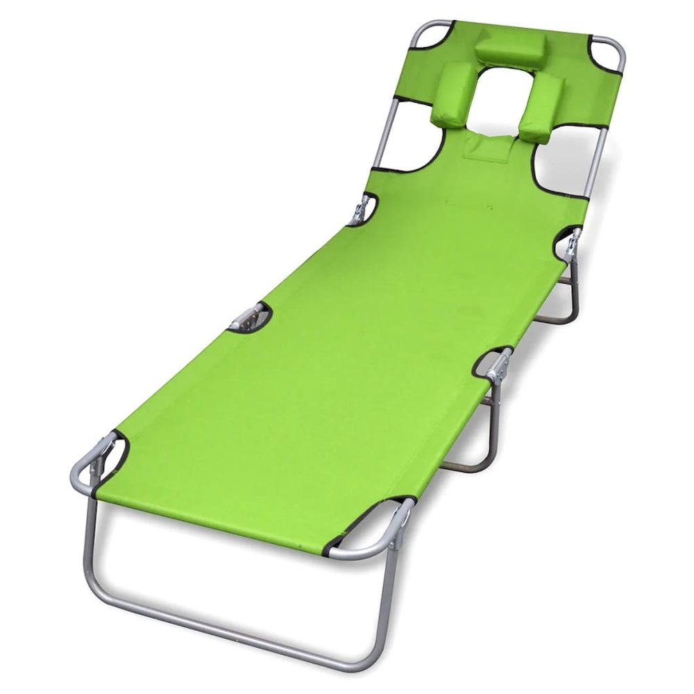 Sun Lounger Apple Green Polyester Large Foldable Sun Lounger