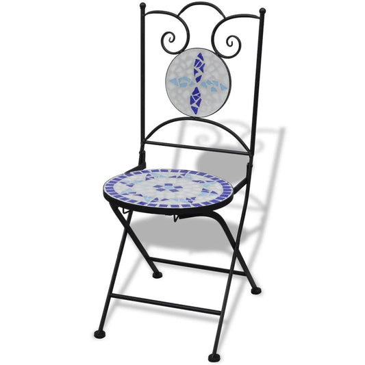 Garden Chair Set of 2 Blue and White